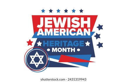 Jewish American Heritage Month. Celebrated annual in May. Jewish American contribution to the history United States. Star of David. Israel symbol. Poster, card, banner and background. Vector