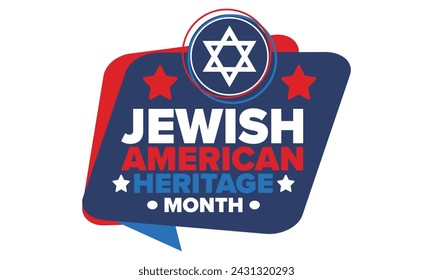 Jewish American Heritage Month. Celebrated annual in May. Jewish American contribution to the history United States. Star of David. Israel symbol. Poster, card, banner and background. Vector