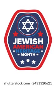 Jewish American Heritage Month. Celebrated annual in May. Jewish American contribution to the history United States. Star of David. Israel symbol. Poster, card, banner and background. Vector