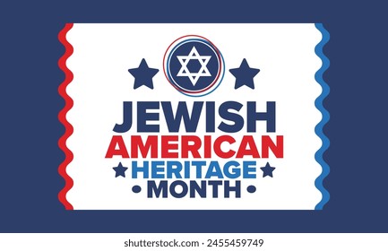 Jewish American Heritage Month. Celebrated annual in May. Jewish American contribution to the history United States. Star of David. Israel symbol. Poster, card, banner and background. Vector