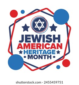 Jewish American Heritage Month. Celebrated annual in May. Jewish American contribution to the history United States. Star of David. Israel symbol. Poster, card, banner and background. Vector svg