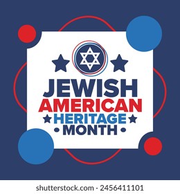Jewish American Heritage Month. Celebrated annual in May. Jewish American contribution to the history United States. Star of David. Israel symbol. Poster, card, banner and background. Vector