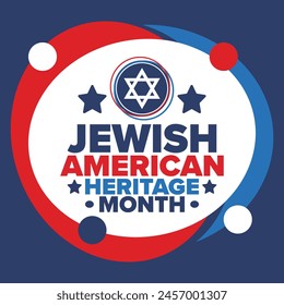 Jewish American Heritage Month. Celebrated annual in May. Jewish American contribution to the history United States. Star of David. Israel symbol. Poster, card, banner and background. Vector