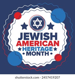 Jewish American Heritage Month. Celebrated annual in May. Jewish American contribution to the history United States. Star of David. Israel symbol. Poster, card, banner and background. Vector