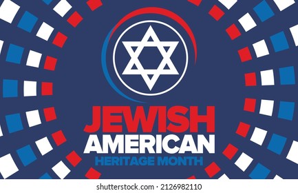 Jewish American Heritage Month. Jewish American contribution to the history United States. Celebrated annual in May. Star of David. Israel symbol. Vector poster, creative illustration