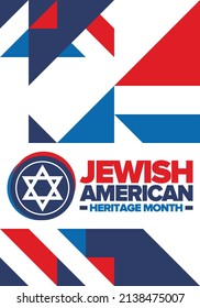 Jewish American Heritage Month. Jewish American contribution to the history United States. Celebrated annual in May. Star of David. Israel symbol. Vector poster, creative illustration