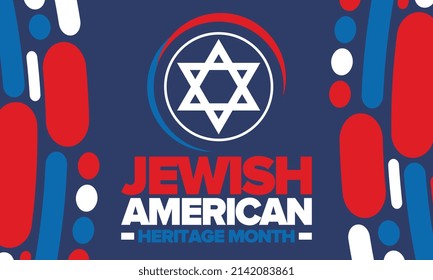 Jewish American Heritage Month. Jewish American contribution to the history United States. Celebrated annual in May. Star of David. Israel symbol. Vector poster, creative illustration