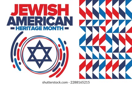 Jewish American Heritage Month. Jewish American contribution to the history United States. Celebrated annual in May. Star of David. Israel symbol. Vector poster, creative illustration