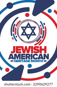 Jewish American Heritage Month. Jewish American contribution to the history United States. Celebrated annual in May. Star of David. Israel symbol. Vector poster, creative illustration