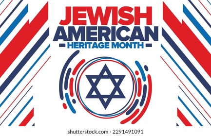 Jewish American Heritage Month. Jewish American contribution to the history United States. Celebrated annual in May. Star of David. Israel symbol. Vector poster, creative illustration
