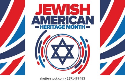 Jewish American Heritage Month. Jewish American contribution to the history United States. Celebrated annual in May. Star of David. Israel symbol. Vector poster, creative illustration