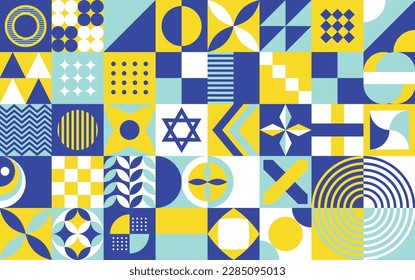 Jewish American Heritage Month Vector Illustration. May Awareness and Celebration. Neo Geometric pattern abstract graphic design. Israel Star of David. Social media post, website header, promotion art svg