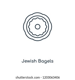 Jewish Bagels concept line icon. Linear Jewish Bagels concept outline symbol design. This simple element illustration can be used for web and mobile UI/UX.