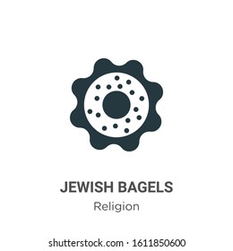 Jewish bagels glyph icon vector on white background. Flat vector jewish bagels icon symbol sign from modern religion collection for mobile concept and web apps design.