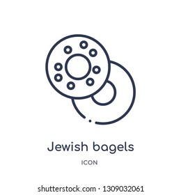 jewish bagels icon from religion outline collection. Thin line jewish bagels icon isolated on white background.