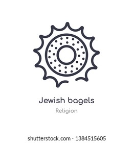 jewish bagels outline icon. isolated line vector illustration from religion collection. editable thin stroke jewish bagels icon on white background