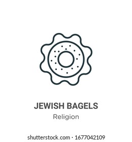 Jewish bagels outline vector icon. Thin line black jewish bagels icon, flat vector simple element illustration from editable religion concept isolated stroke on white background