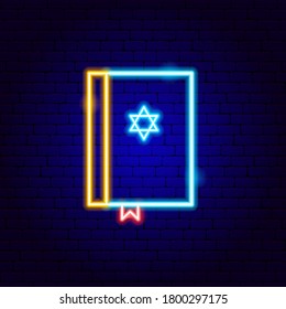 Jewish Bible Neon Sign. Vector Illustration of Religion Promotion.