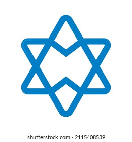 Jewish blue star, crossed X and rhomb or superimposed arrows on each other. Vector logo or icon