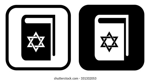 Jewish book icon . Book icon with David star . Vector illustration