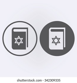 Jewish book icon set in circle . Book icon with David star . Vector illustration
