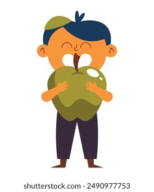 jewish boy with green apple isolated