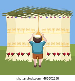 jewish boy peeking in tabernacle