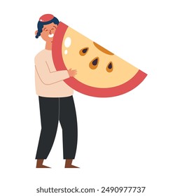 jewish boy with red apple isolated