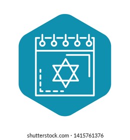 Jewish calendar icon. Outline jewish calendar vector icon for web design isolated on white background