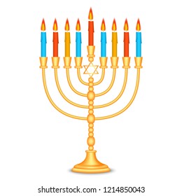 Jewish candle stand icon. Realistic illustration of jewish candle stand vector icon for web design isolated on white background