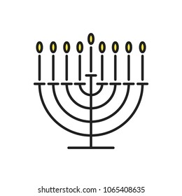 Jewish candle vector thin line illustration symbol object. Outline icon style concept design