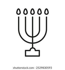 Jewish Candles icon flat line symbol set.