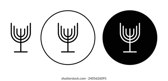 Jewish Candles icon line vector set. holy Judaism menorah candlestick Hanukkah in Israel symbol outline mark. seven jewish candle star of david logo sign 