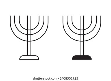 Jewish Candles outline icon collection or set. Jewish Candles Thin vector line art