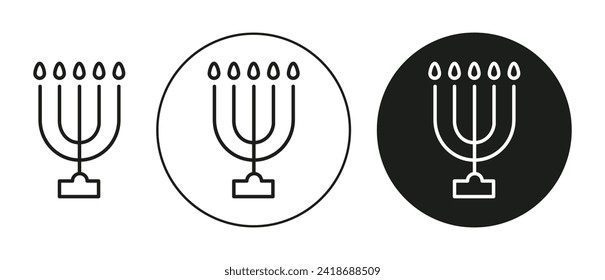 Jewish Candles outlined icon contour line vector. Jewish Candles flat and simple set design