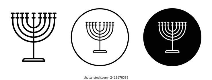 Jewish Candles vector icon set collection. Jewish Candles Outline flat Icon.