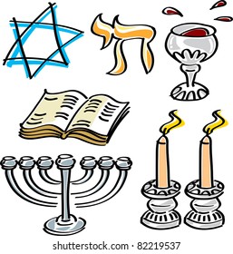 jewish cartoon symbols vector illustration