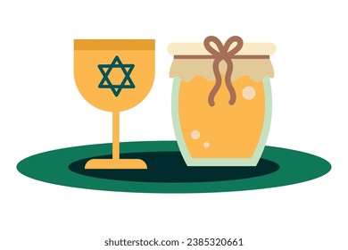 jewish chalice and honey jar vector isolated