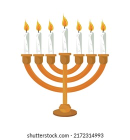 jewish chandelier menorah icon flat isolated
