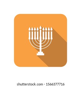 Jewish chandelier. Seven-sail chandelier. Symbol of the hanukkah party. Editable vector.