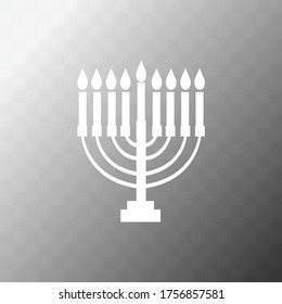 Jewish chandelier. Seven-sail chandelier. Symbol of the hanukkah party. Editable vector. Solid icon.