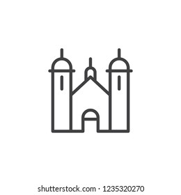 Jewish church outline icon. linear style sign for mobile concept and web design. Synagogue building simple line vector icon. Judaism religious symbol, logo illustration. Pixel perfect vector graphics