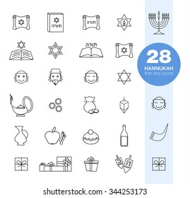 Jewish church traditional religious symbols outline icons set isolated vector illustration