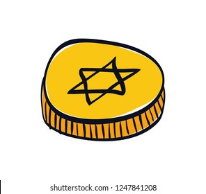 jewish coin isolated icon