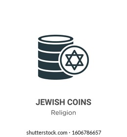 Jewish coins glyph icon vector on white background. Flat vector jewish coins icon symbol sign from modern religion collection for mobile concept and web apps design.