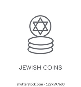 Jewish Coins linear icon. Modern outline Jewish Coins logo concept on white background from Religion-2 collection. Suitable for use on web apps, mobile apps and print media.