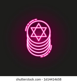 Jewish coins neon style icon. Simple thin line, outline vector of judaism icons for ui and ux, website or mobile application