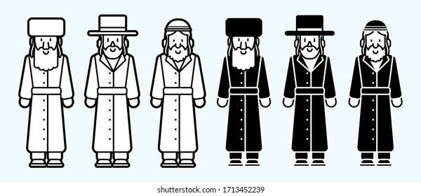 Jewish costume outline icon cartoon graphic vector