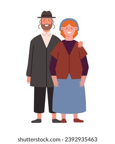 jewish couple illustration vector isolated