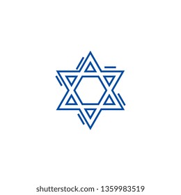 Jewish david star line icon concept. Jewish david star flat  vector symbol, sign, outline illustration.
